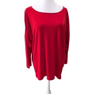 Chico's Womens Size 2 Large Red Dolman Sleeve Knit Tunic Top Classic Casual EUC